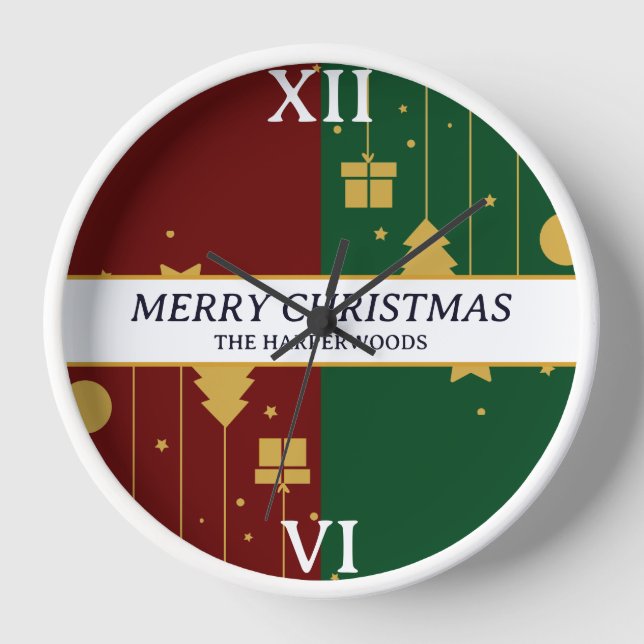 Reloj Sencilla y elegante familia de Navidades decorativ (Anverso)