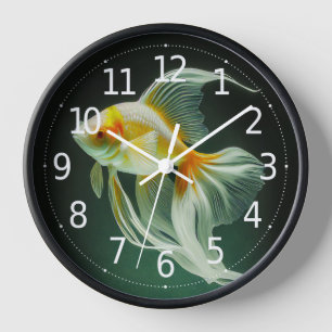 Reloj Sencilla y elegante obra de arte digital de peces 