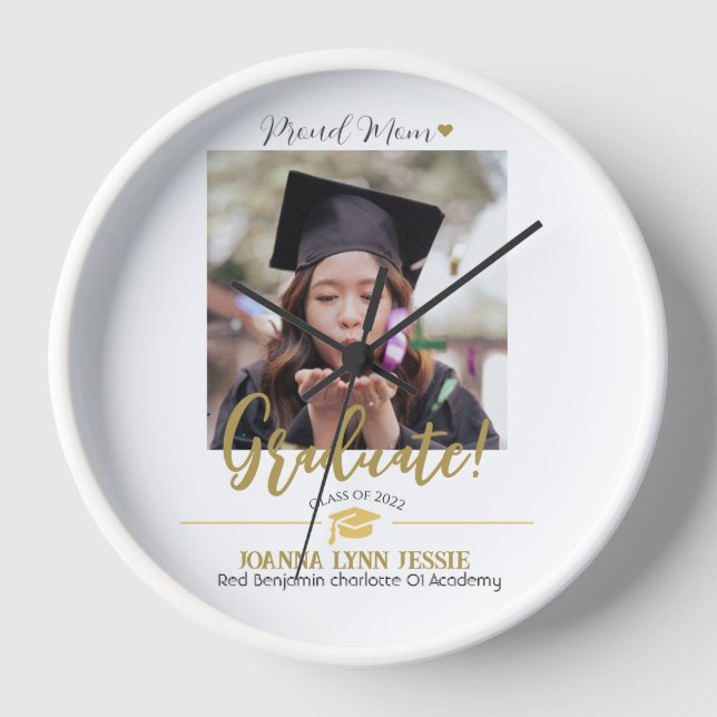 Reloj Sencillo y elegante tapón de oro de graduación gra (Anverso)