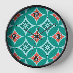 Reloj Shipo con motivos florales, turquesa y coral