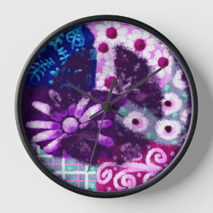 Reloj Signo abstracto de paz arte hippie azul morado