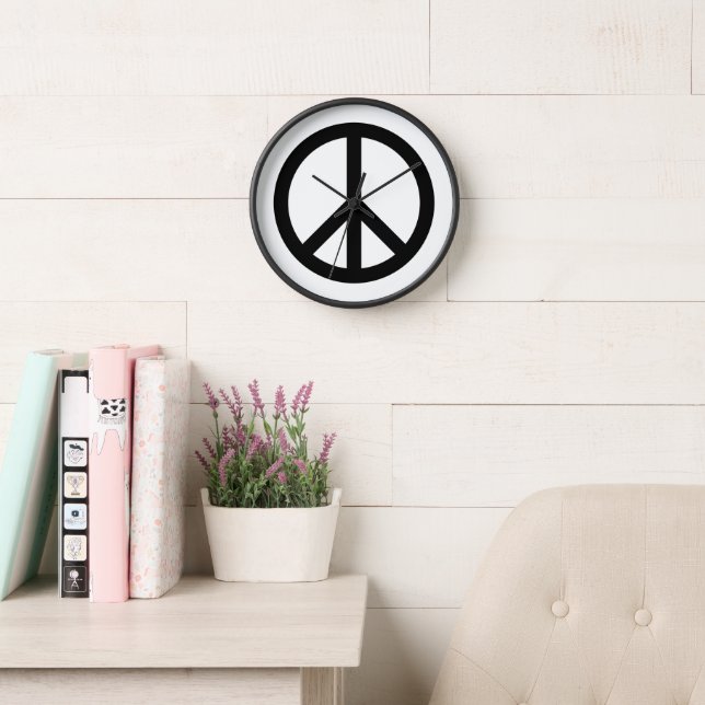 Reloj Signo de paz blanco y negro (Sala de lectura)