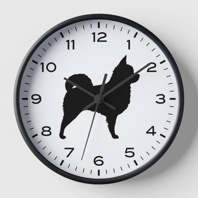 Reloj Silhouette de perro chihuahua de cabello largo (Anverso)
