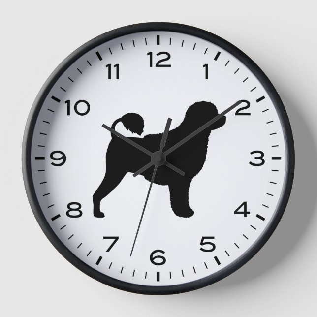 Reloj Silhouette de Perro de Agua Portuguesa (Anverso)