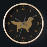 Reloj Silhouette de perro de Golden Retriever<br><div class="desc">Un divertido reloj de pared para la casa o la oficina. Hace un regalo original para los amantes de Golden Retriever. Echa un vistazo al Doodle World de Jenn para ver más relojes decorativos y decoración de casa con temática de raza de perro.</div>