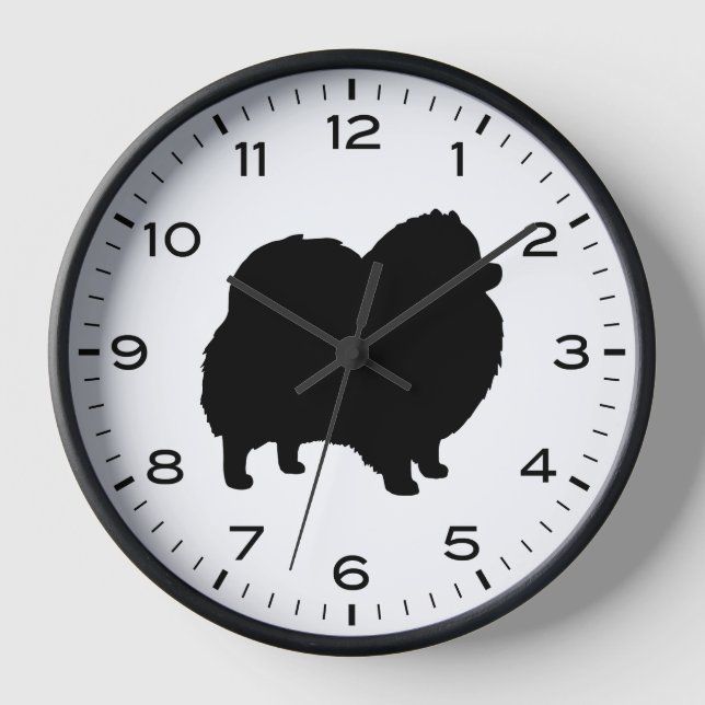 Reloj Silhouette de Pomerania con números y minutos (Anverso)