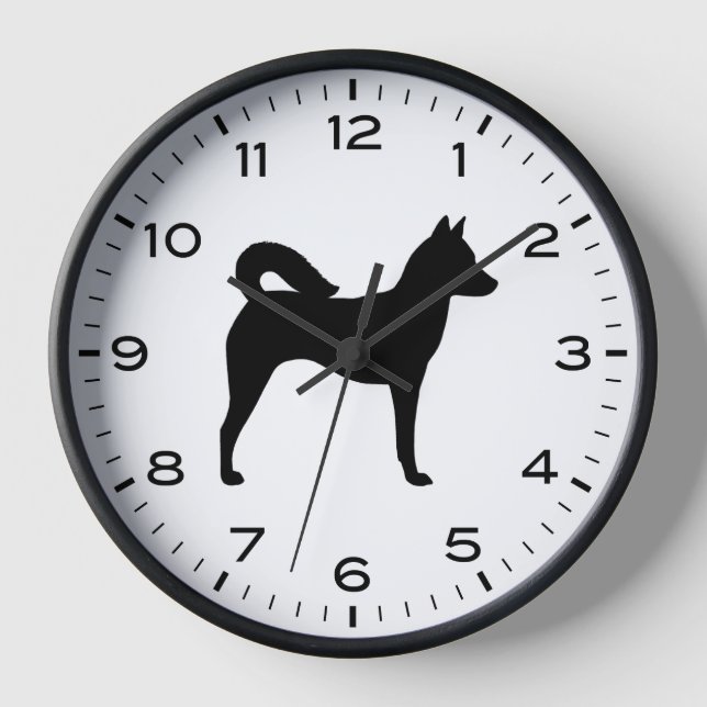 Reloj Silueta canaense de perro con números y minutos (Anverso)