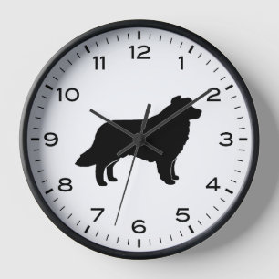 Reloj Silueta de Border Collie con números y minutos