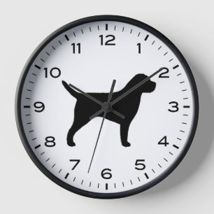 Reloj Silueta de Border Terrier con números y minutos