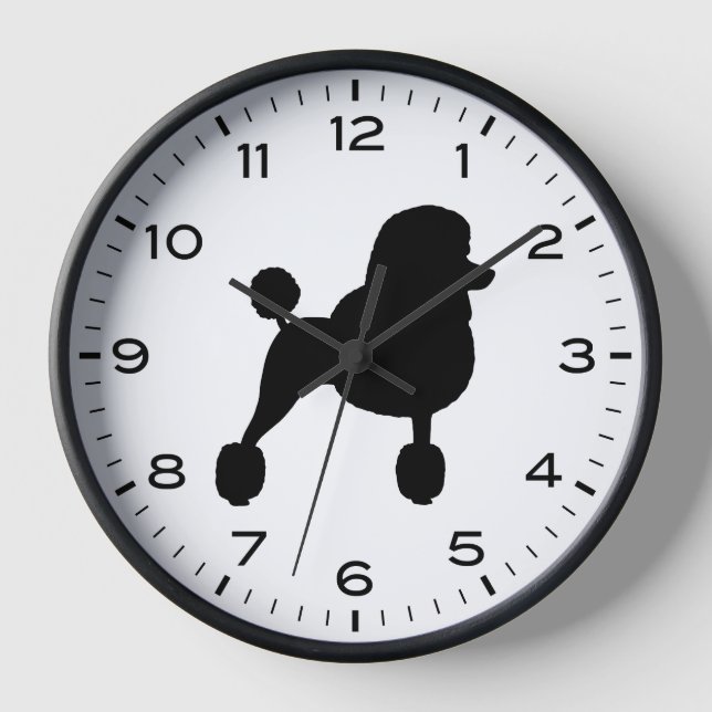 Reloj Silueta de la raza de perro Caniche Estándar (Anverso)