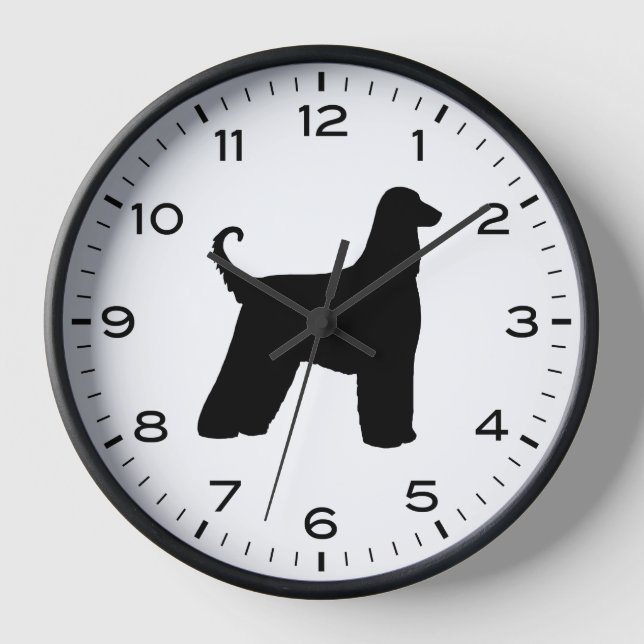 Reloj Silueta de la raza de perro de los hound afganos (Anverso)