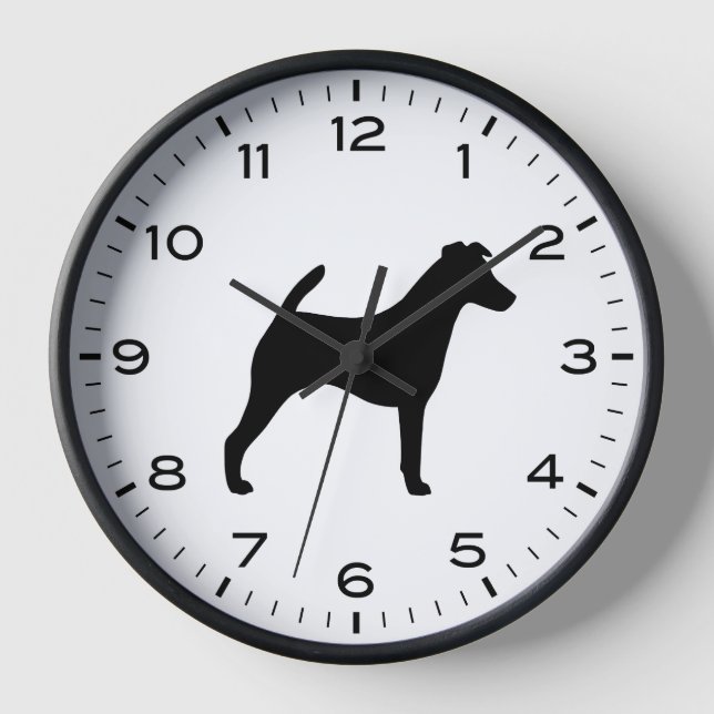 Reloj Silueta de la raza de perro Smooth Fox Terrier (Anverso)