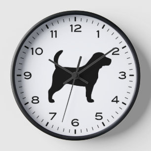 Reloj Silueta de perro Beagle con números y minutos