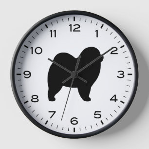 Reloj Silueta de perro Chow con números y minutos
