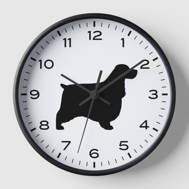 Reloj Silueta de perro Cocker Spaniel inglés (Anverso)
