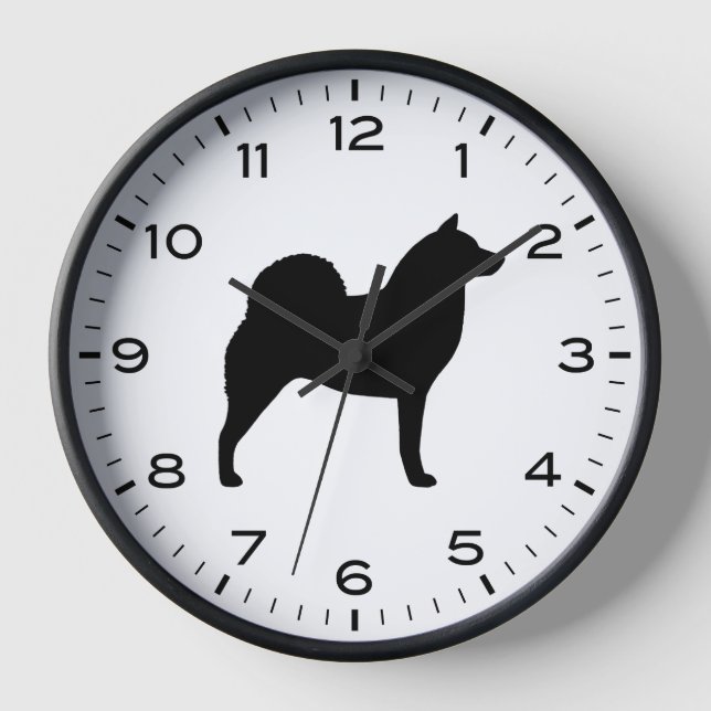 Reloj Silueta de raza de perro de Spitz finlandesa (Anverso)