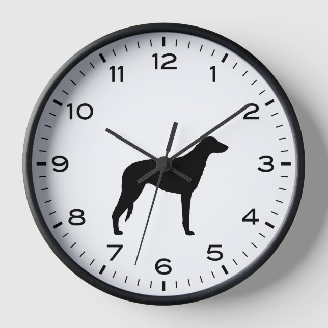Reloj Silueta de raza de perro deerhound escocesa (Anverso)