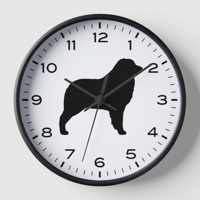Reloj Silueta de raza de perro pastor australiano (Anverso)