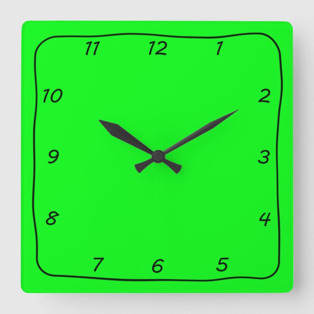 Reloj simple y caprichoso negro y verde limón (Anverso)