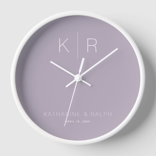 Reloj simple y moderno de Boda con lino en monogra (Anverso)