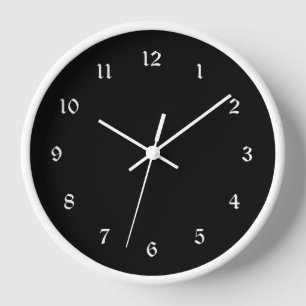 Reloj Simplemente elegante negro sólido, borde blanco,
