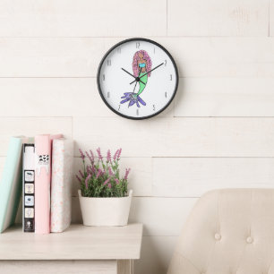 Reloj sirena arcoíris rosa azul morado verde negro rizad