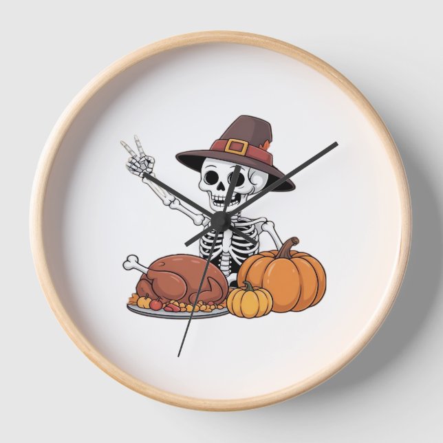 Reloj Skeleton de Acción de Gracias Skeleton Gracioso Ro (Anverso)
