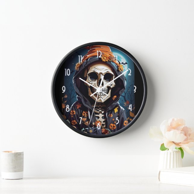 Reloj Skeleton espeluznante con calabazas malvadas (Hogar)