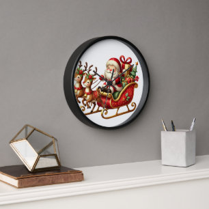Reloj Sleigh de Santa con renos y regalos - Encantador