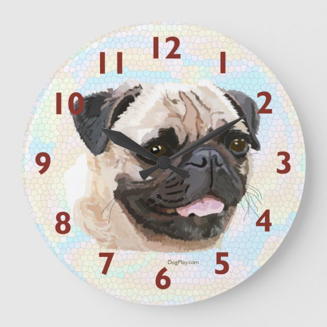 Reloj sonriente de pared de pug (Anverso)