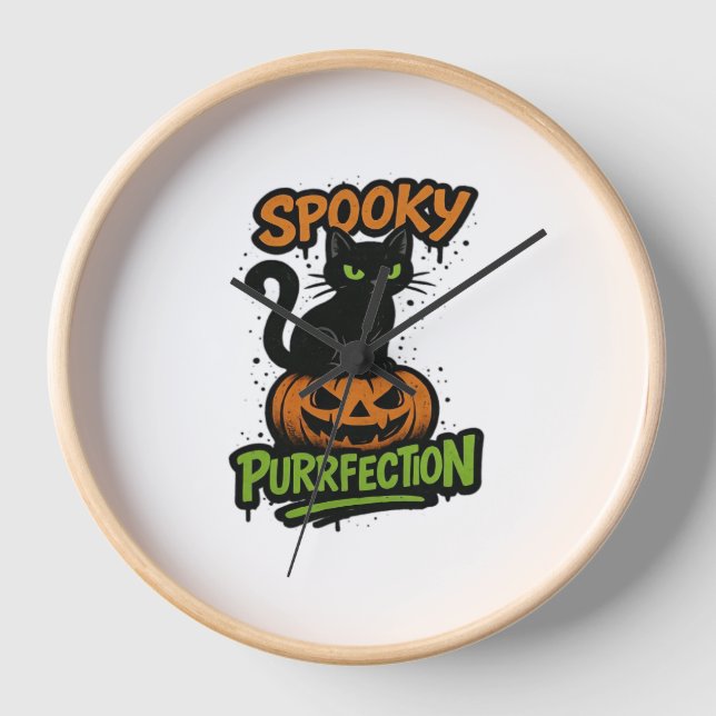 Reloj Spooky Squad Retro Halloween Design (Texto negro)  (Anverso)