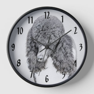 Reloj Standard Poodle Black Parti Painting - Dog Art