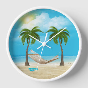 Reloj Starfish and Hammock en la playa tropical