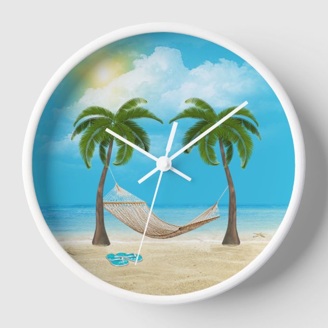Reloj Starfish and Hammock en la playa tropical (Anverso)