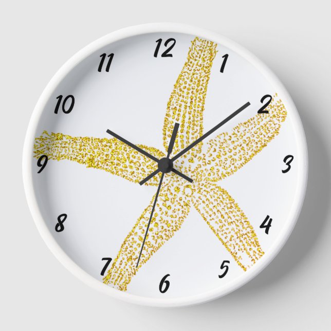 Reloj Starfish Gold Purpurina Beach House Yellow White (Anverso)
