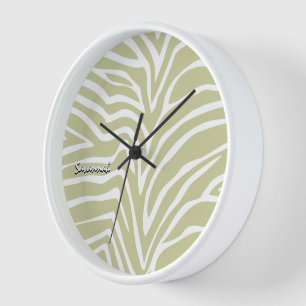 Reloj Su nombre Sage Green Zebra Cualquier impresión de