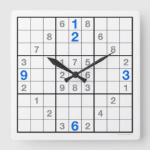 Reloj Sudoku con rompecabezas descargable (azul)