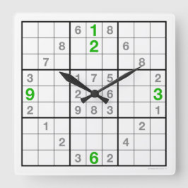 Reloj Sudoku con rompecabezas descargable (verde)