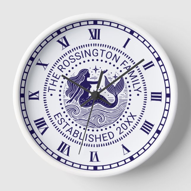 Reloj Sultry Mermaid Ocean Waves Familia Fecha Estd N (Anverso)