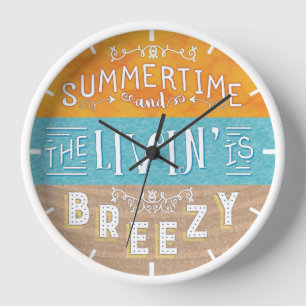 Reloj Summertime Beach House Livin Breezy Nautical Cute