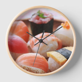 Reloj Sushi Time - Wooden Plate Nigiri Wall Clock