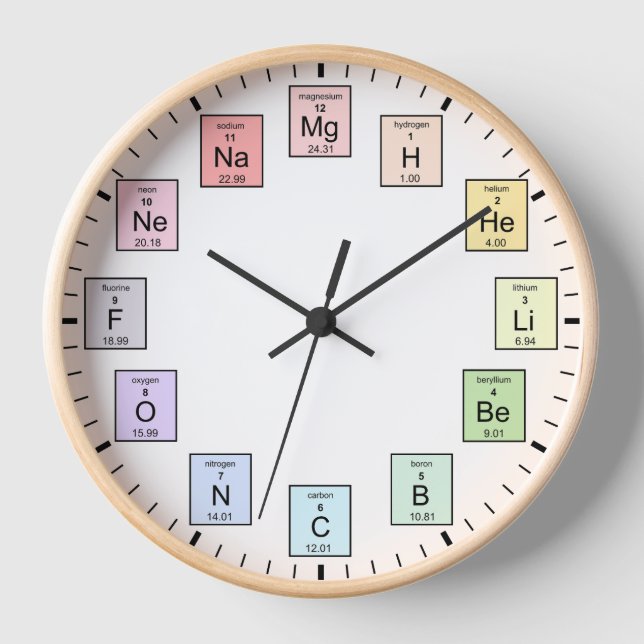 Reloj Tabla periódica de elementos Pastel de la ciencia  (Anverso)