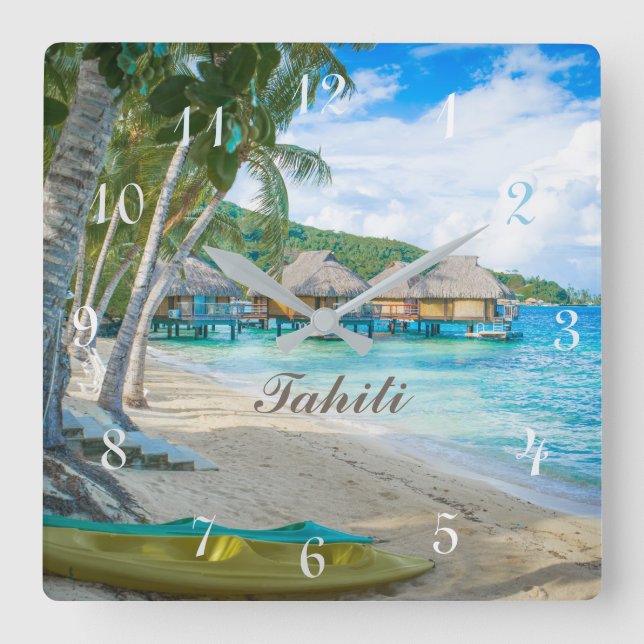 RELOJ TAHITI.  HERMOSA PLAYA DE PARAÍSO TAHITÍ (Anverso)