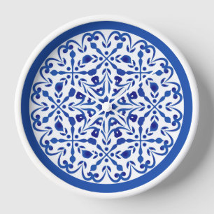 Reloj Talavera azul y blanca dos