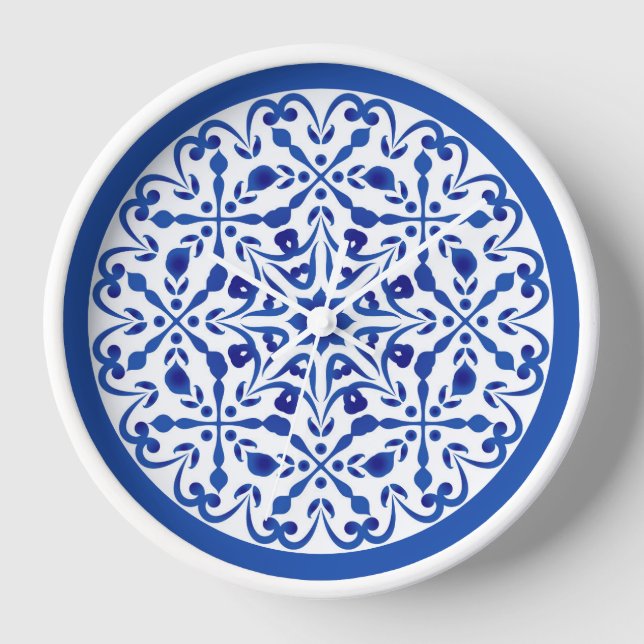 Reloj Talavera azul y blanca dos (Anverso)