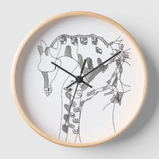 Reloj Tapices abstractos de palo en blanco y negro en pa