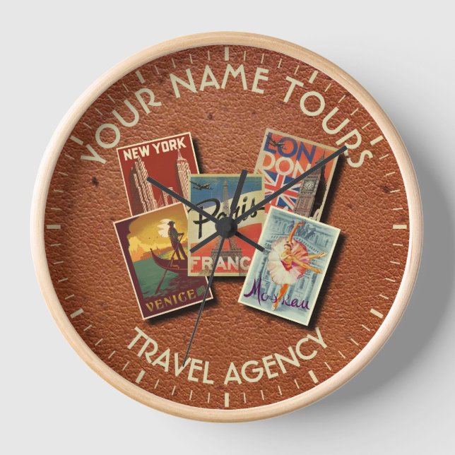 Reloj Tarifas de viaje Agencia de nombres personalizados (Anverso)