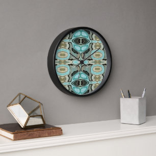 Reloj Taupe Verde azulado Aqua Turquoise Hip Bohemian Ba