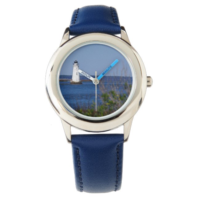 Reloj temático acuático - Faro con banda azul (Anverso)