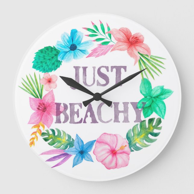 Reloj temático tropical para casa de playa en Flor (Anverso)